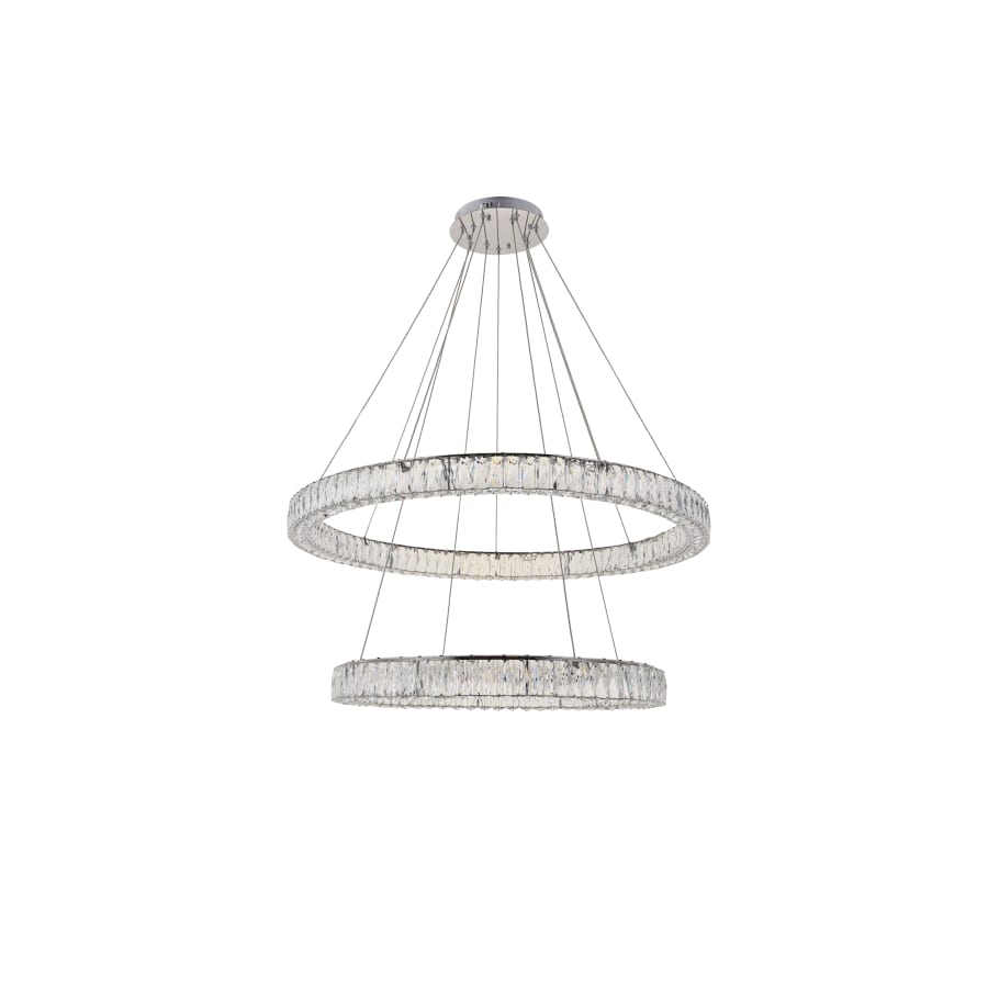 Elegant Lighting Monroe 2 Light 42" Wide LED Crystal Ring Chandelier with Clear Royal Cut Crystals