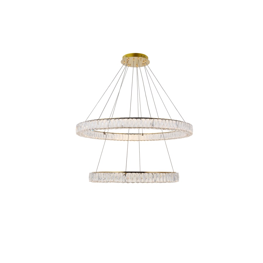 Elegant Lighting Monroe 2 Light 42" Wide LED Crystal Ring Chandelier with Clear Royal Cut Crystals