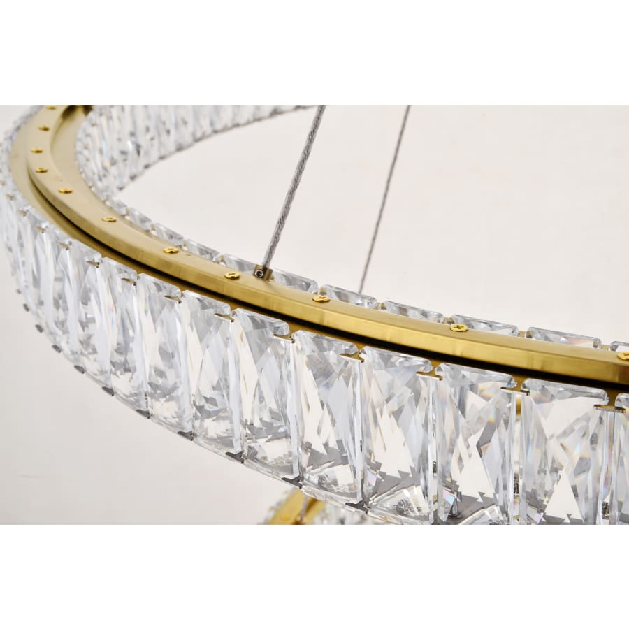 Elegant Lighting Monroe 2 Light 42" Wide LED Crystal Ring Chandelier with Clear Royal Cut Crystals
