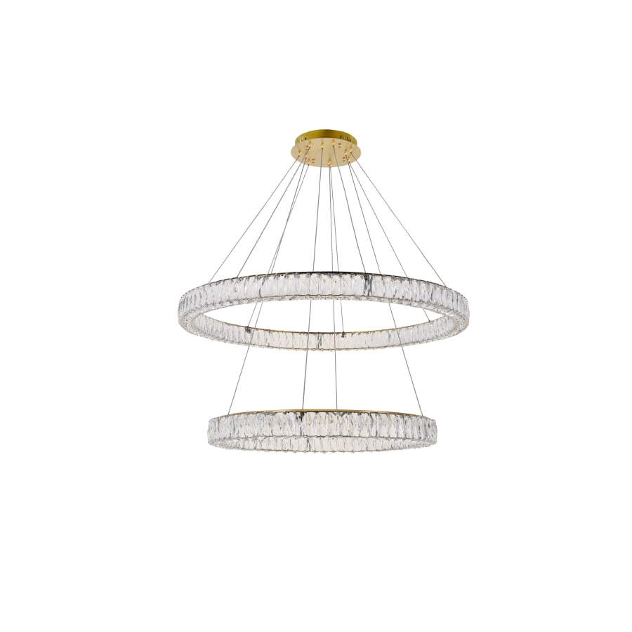 Elegant Lighting Monroe 2 Light 42" Wide LED Crystal Ring Chandelier with Clear Royal Cut Crystals