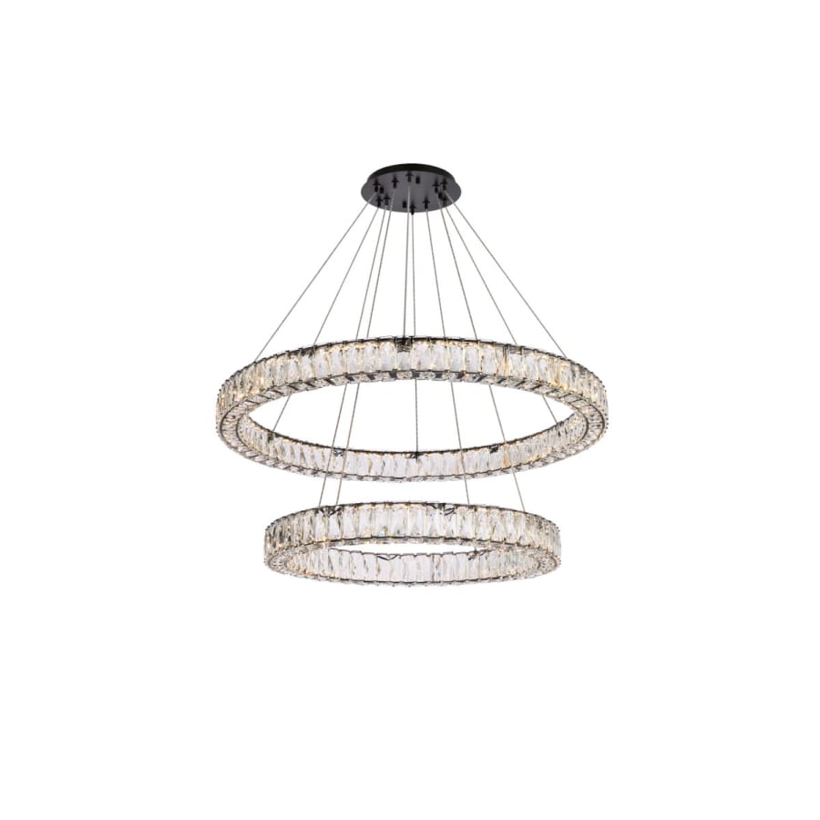 Elegant Lighting Monroe 36" Wide LED Crystal Ring Chandelier with Clear Crystal Accents
