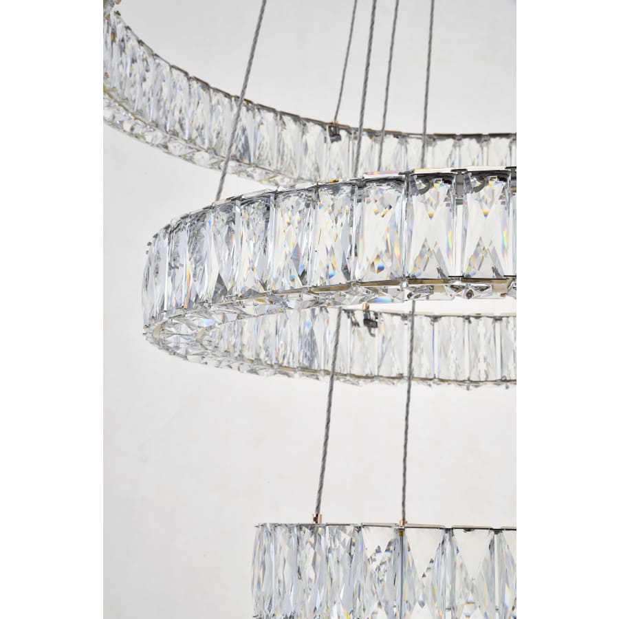 Elegant Lighting Monroe 3 Light 32" Wide LED Crystal Ring Chandelier with Clear Royal Cut Crystals