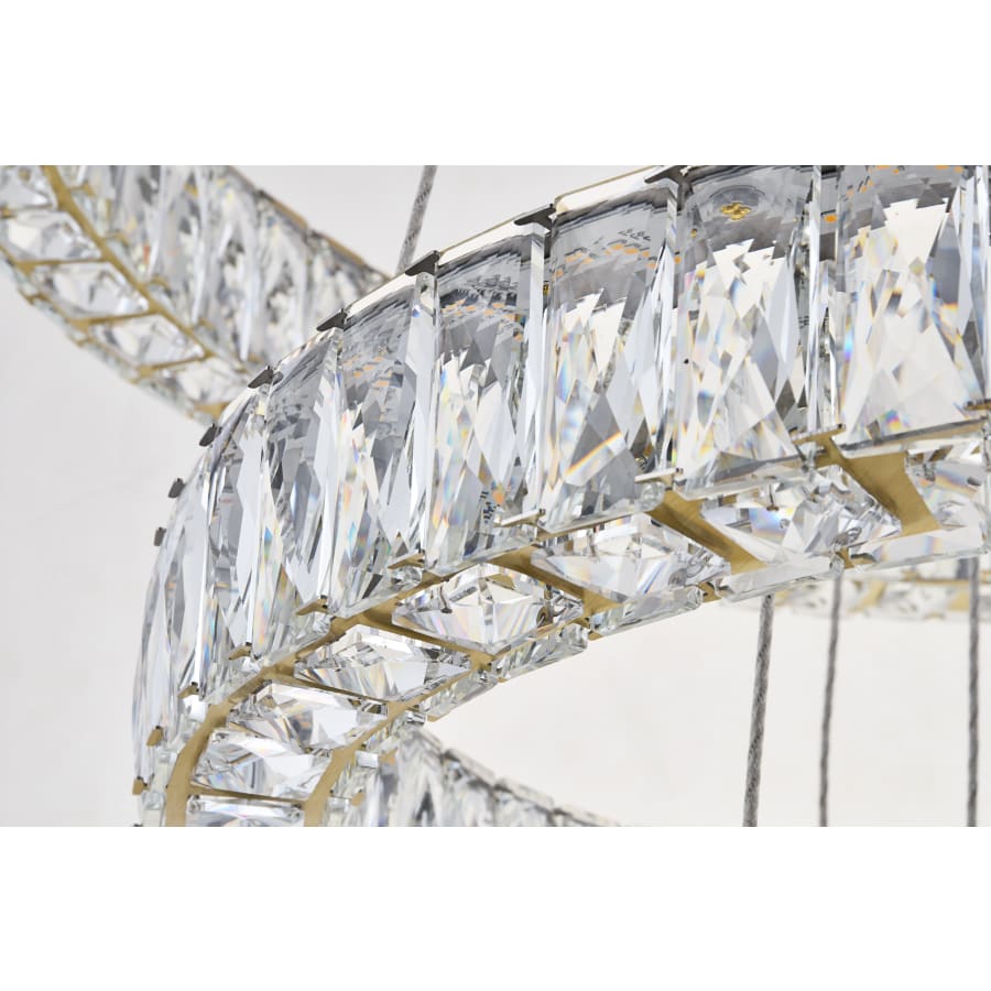 Elegant Lighting Monroe 3 Light 32" Wide LED Crystal Ring Chandelier with Clear Royal Cut Crystals