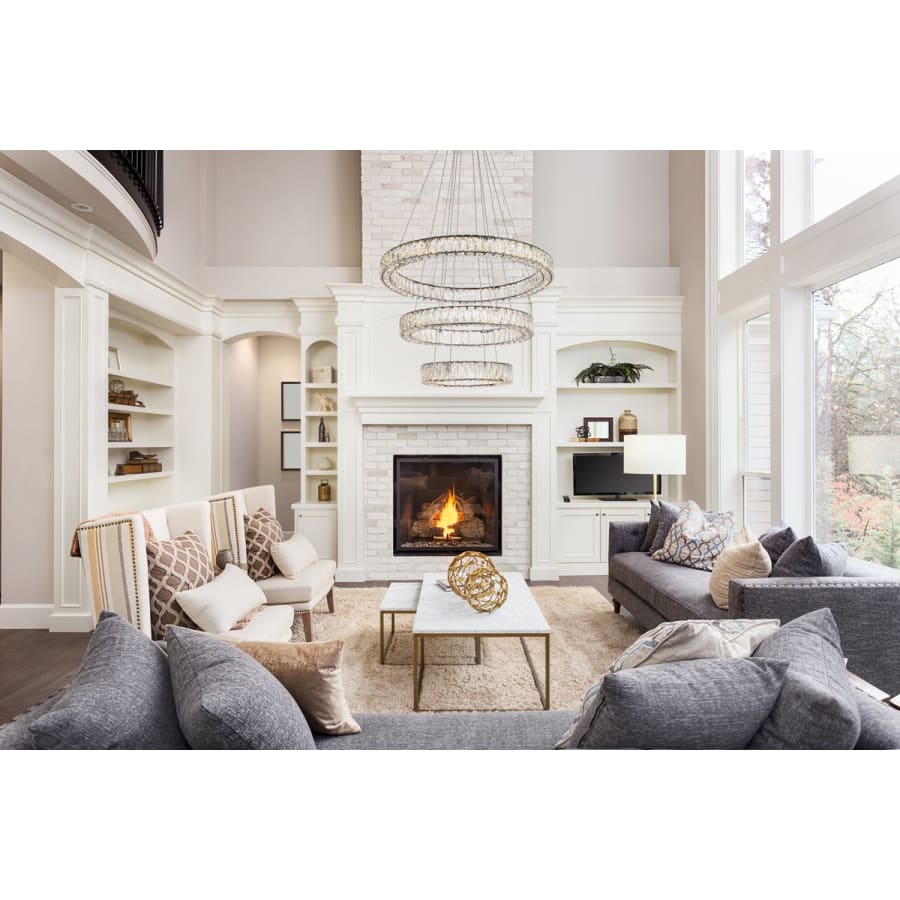 Elegant Lighting Monroe 3 Light 32" Wide LED Crystal Ring Chandelier with Clear Royal Cut Crystals