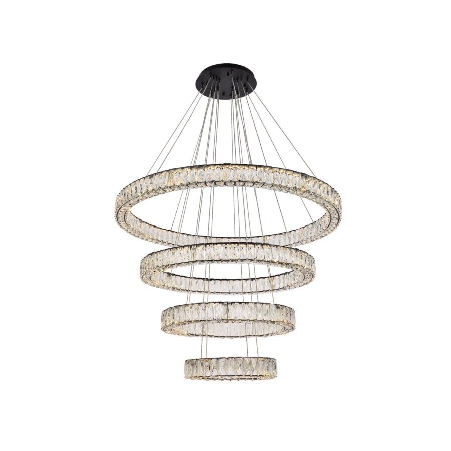 Elegant Lighting Monroe 4 Light 42" Wide LED Crystal Ring Chandelier with Clear Royal Cut Crystals