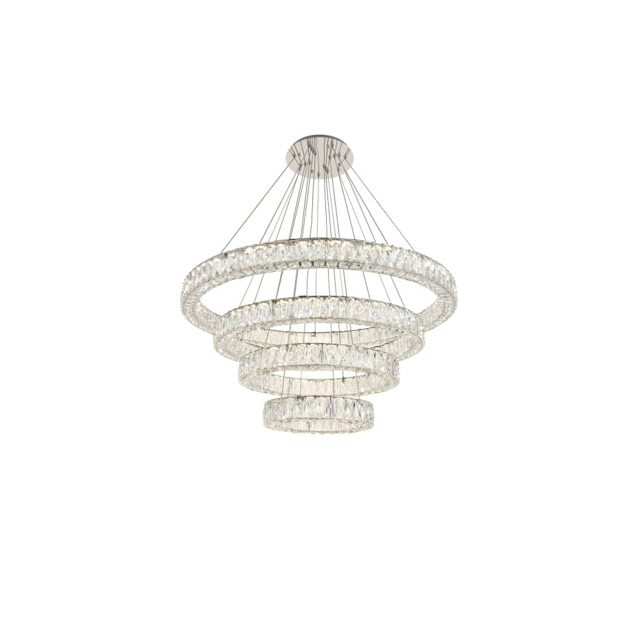 Elegant Lighting Monroe 4 Light 42" Wide LED Crystal Ring Chandelier with Clear Royal Cut Crystals