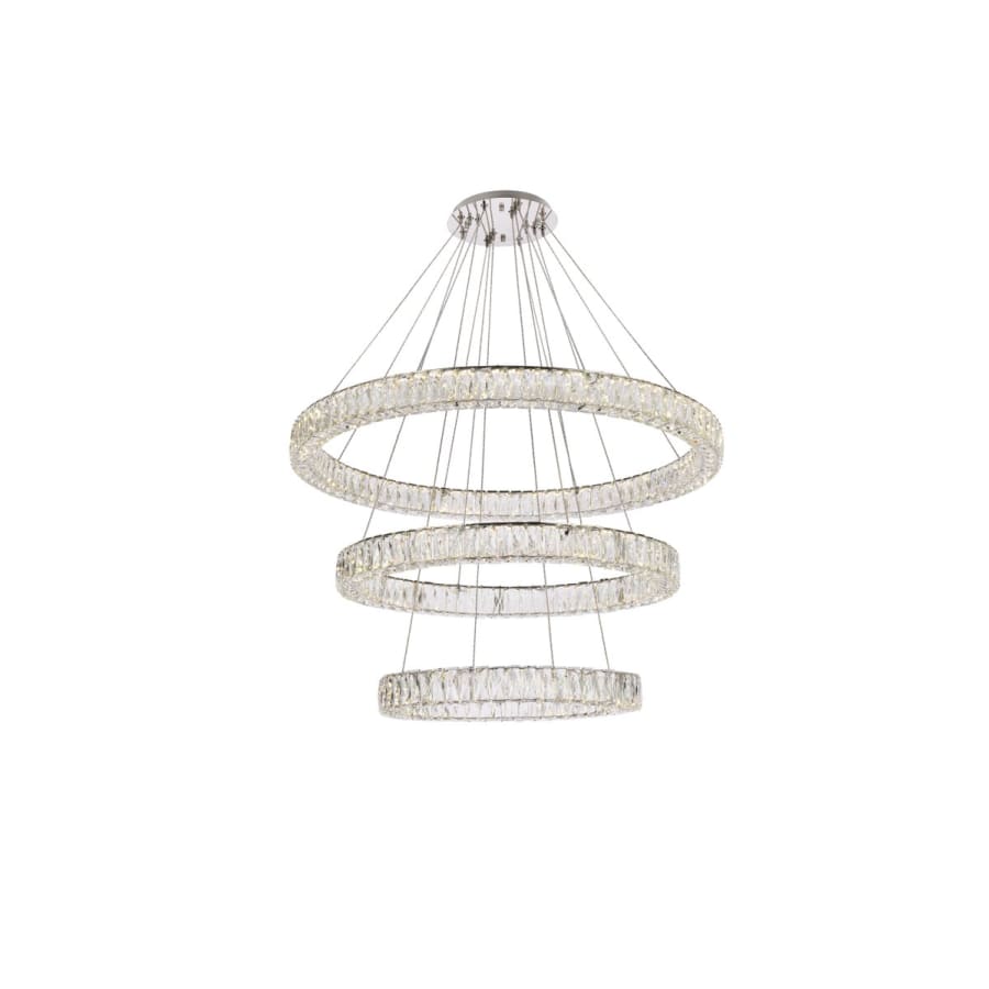Elegant Lighting Monroe 41" Wide LED Crystal Ring Chandelier with Clear Crystal Accents