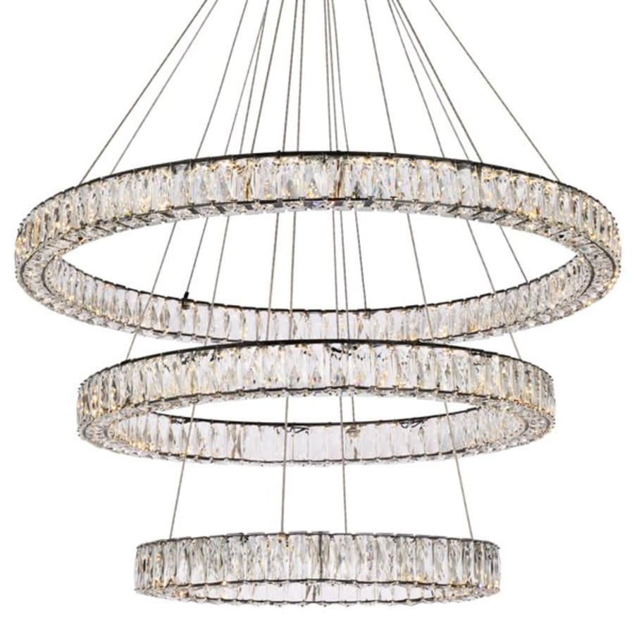 Elegant Lighting Monroe 41" Wide LED Crystal Ring Chandelier with Clear Crystal Accents