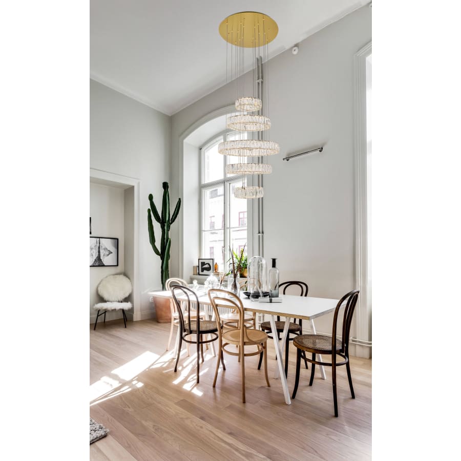 Elegant Lighting Monroe 5 Light 26" Wide LED Crystal Ring Chandelier with Clear Royal Cut Crystals