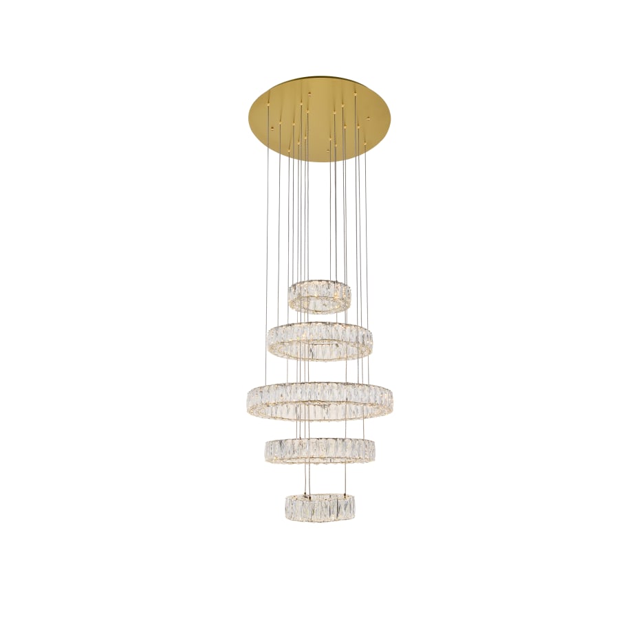 Elegant Lighting Monroe 5 Light 26" Wide LED Crystal Ring Chandelier with Clear Royal Cut Crystals