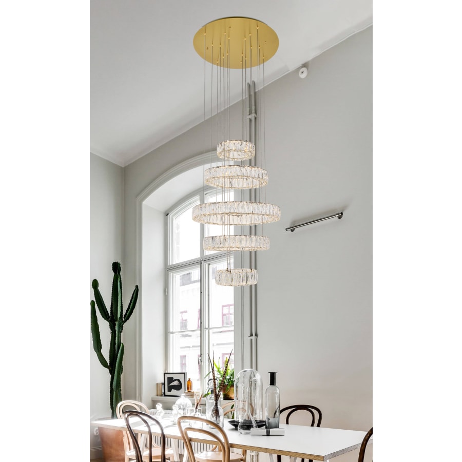 Elegant Lighting Monroe 5 Light 26" Wide LED Crystal Ring Chandelier with Clear Royal Cut Crystals