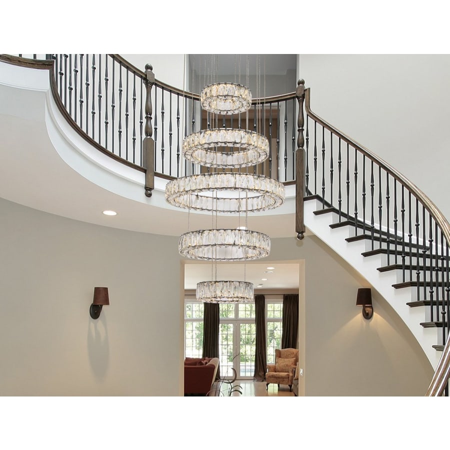 Elegant Lighting Monroe 5 Light 26" Wide LED Crystal Ring Chandelier with Clear Royal Cut Crystals