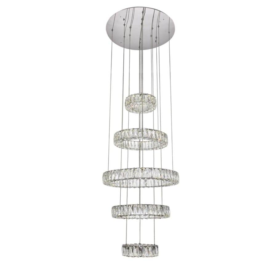 Elegant Lighting Monroe 5 Light 26" Wide LED Crystal Ring Chandelier with Clear Royal Cut Crystals