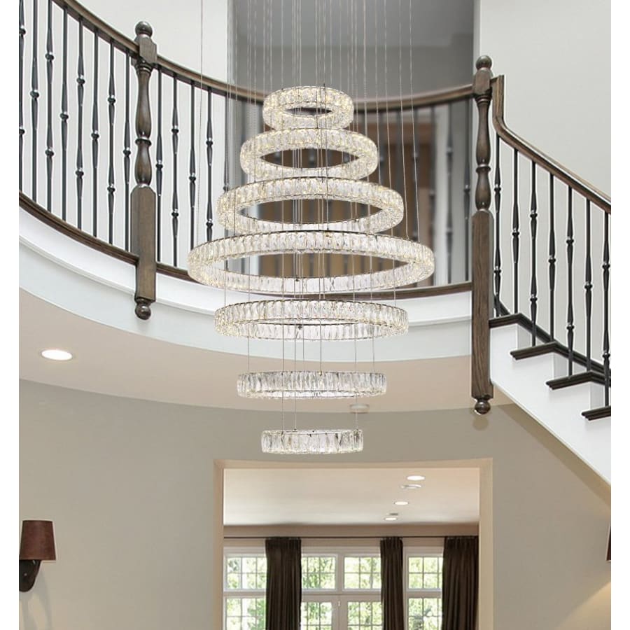 Elegant Lighting Monroe 40" Wide LED Crystal Ring Chandelier with Clear Crystal Accents