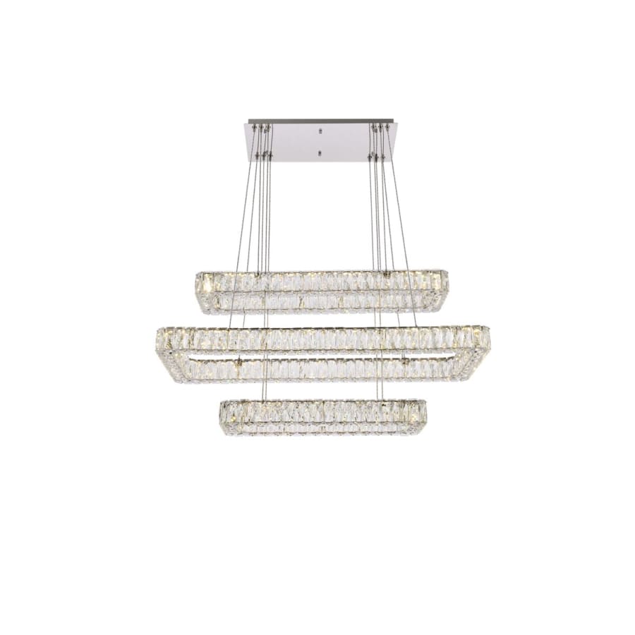 Elegant Lighting Monroe 42" Wide LED Crystal Linear Chandelier with Clear Crystal Accents