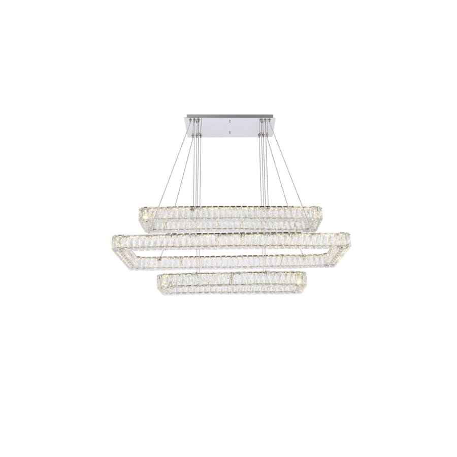 Elegant Lighting Monroe 50" Wide LED Crystal Linear Chandelier with Clear Crystal Accents