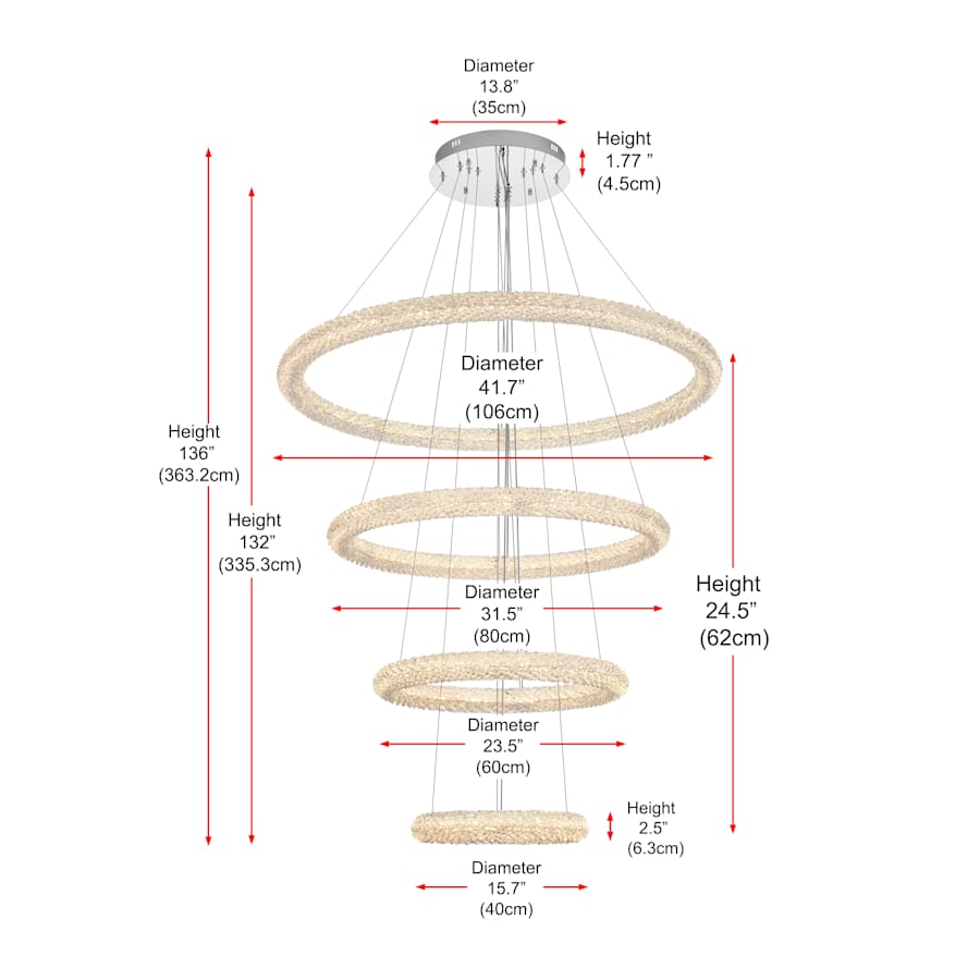 Elegant Lighting Bowen 42" Wide Ring Chandelier