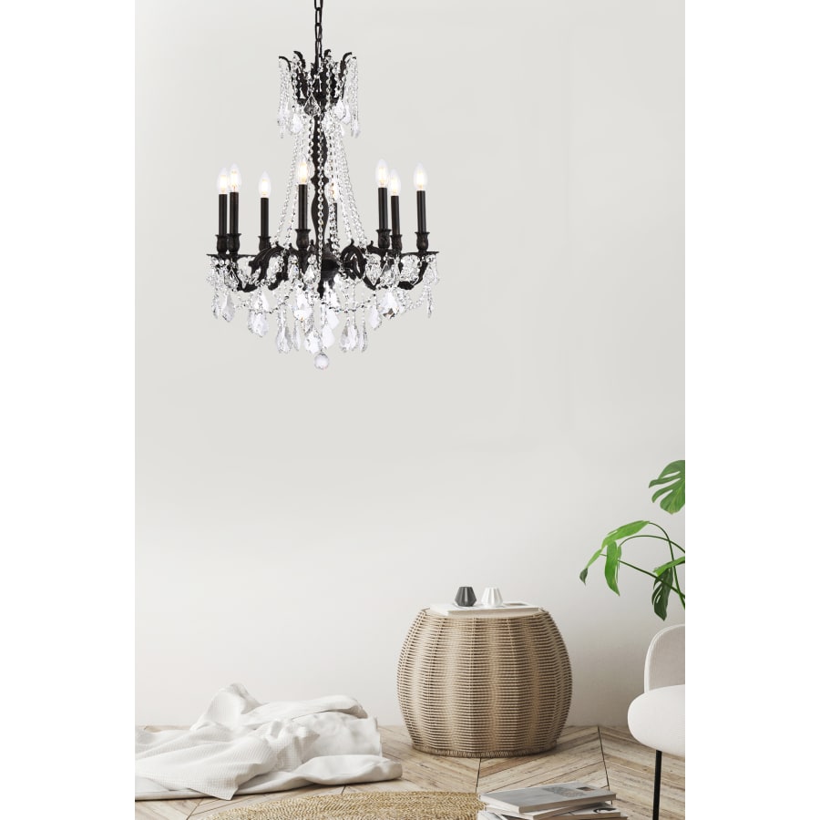 Elegant Lighting Rosalia 8 Light 24" Wide Crystal Chandelier with Golden Teak Royal Cut Crystals