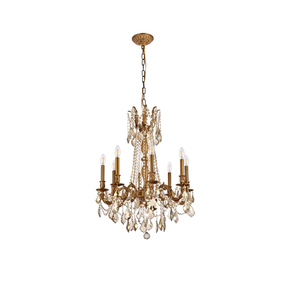 Elegant Lighting Rosalia 8 Light 24" Wide Crystal Chandelier with Golden Teak Royal Cut Crystals