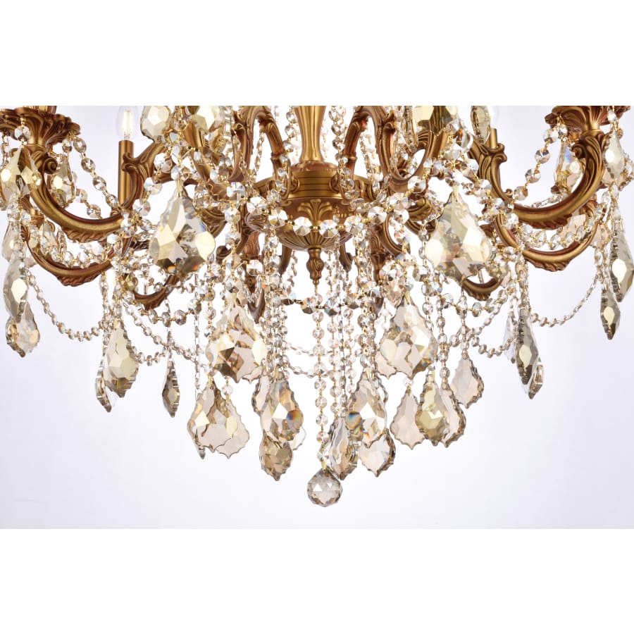 Elegant Lighting Rosalia 10 Light 28" Wide Crystal Chandelier with Golden Teak Royal Cut Crystals