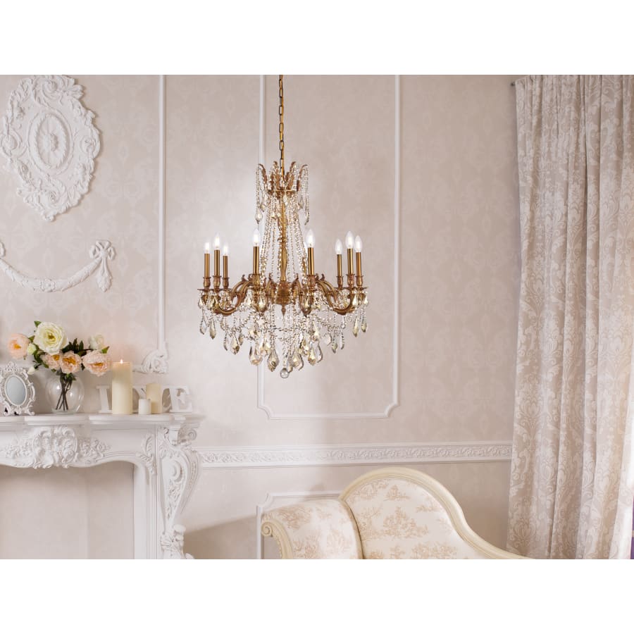 Elegant Lighting Rosalia 10 Light 28" Wide Crystal Chandelier with Golden Teak Royal Cut Crystals