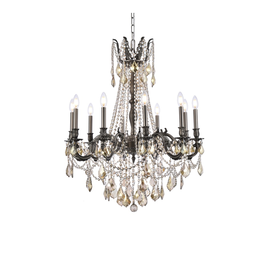 Elegant Lighting Rosalia 10 Light 28" Wide Crystal Chandelier with Golden Teak Royal Cut Crystals