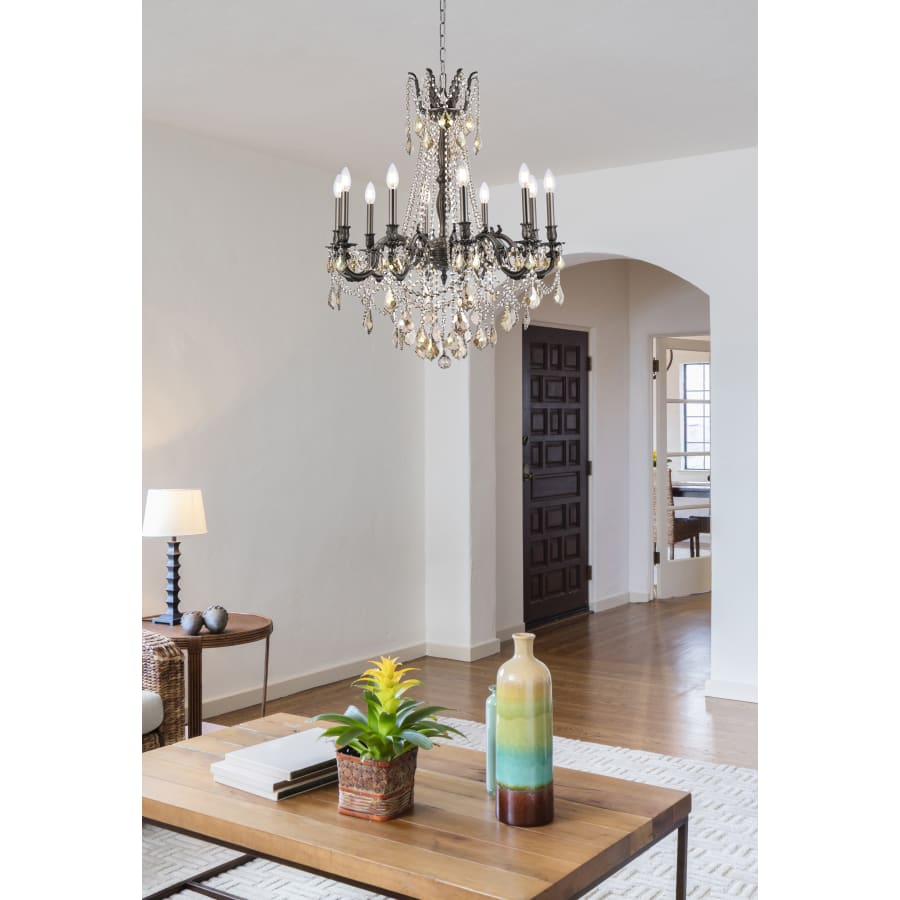 Elegant Lighting Rosalia 10 Light 28" Wide Crystal Chandelier with Golden Teak Royal Cut Crystals