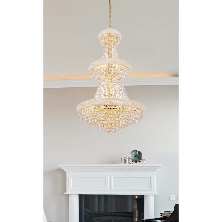 Elegant Lighting Primo 32 Light 30" Wide Crystal Empire Chandelier with Clear Royal Cut Crystals