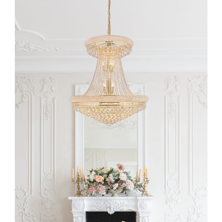 Elegant Lighting Primo 28 Light 36" Wide Crystal Empire Chandelier with Clear Royal Cut Crystals