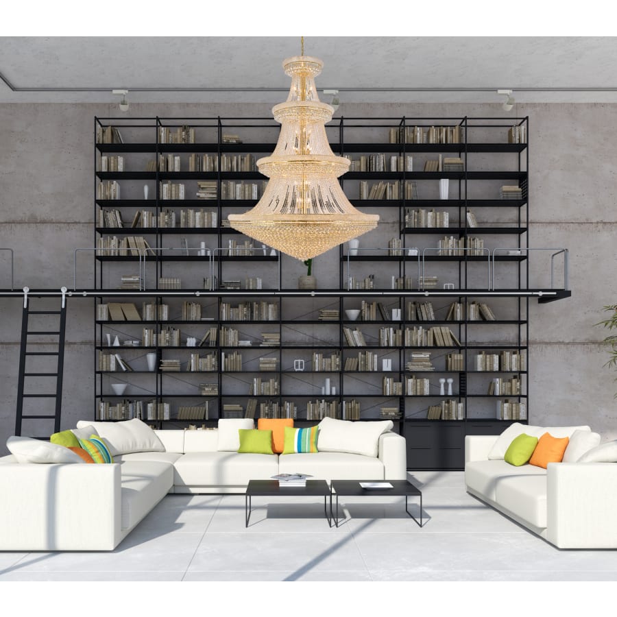 Elegant Lighting Primo 66 Light 72" Wide Crystal Empire Chandelier with Clear Royal Cut Crystals