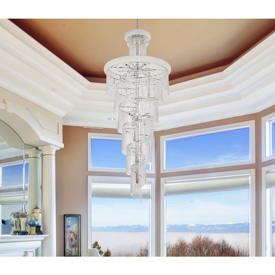 Elegant Lighting Spiral 28 Light 30" Wide Crystal Chandelier with Clear Royal Cut Crystals