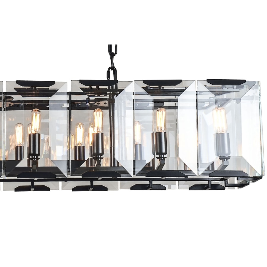 Elegant Lighting Monaco 16 Light 53" Wide Linear Style Chandelier with Emerald Cut Glass Panels