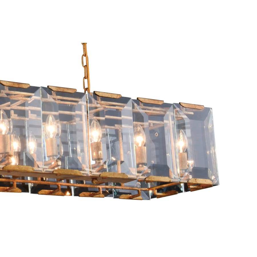 Elegant Lighting Monaco 16 Light 53" Wide Linear Style Chandelier with Emerald Cut Glass Panels