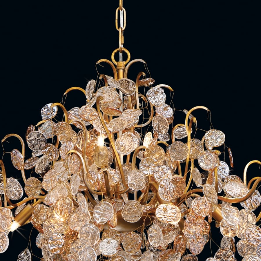 Eurofase Lighting Campobasso 8 Light 26" Wide Chandelier with Gold Metal Wire Frame and Glass Wafers