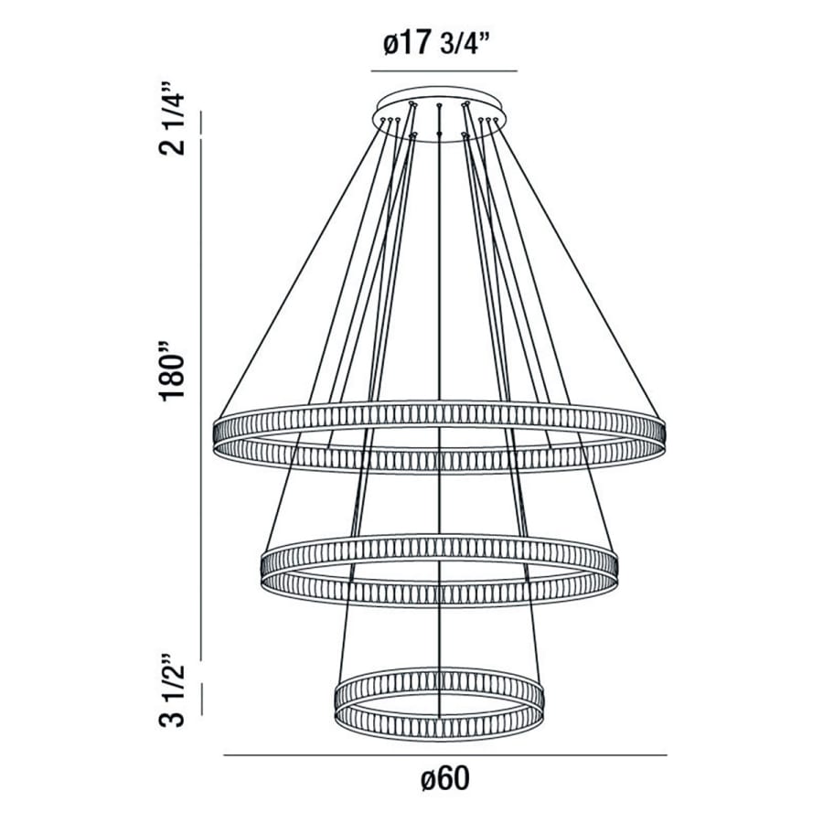 Eurofase Lighting Forster 3 Light 60" Wide LED Ring Chandelier - 3 Tiers