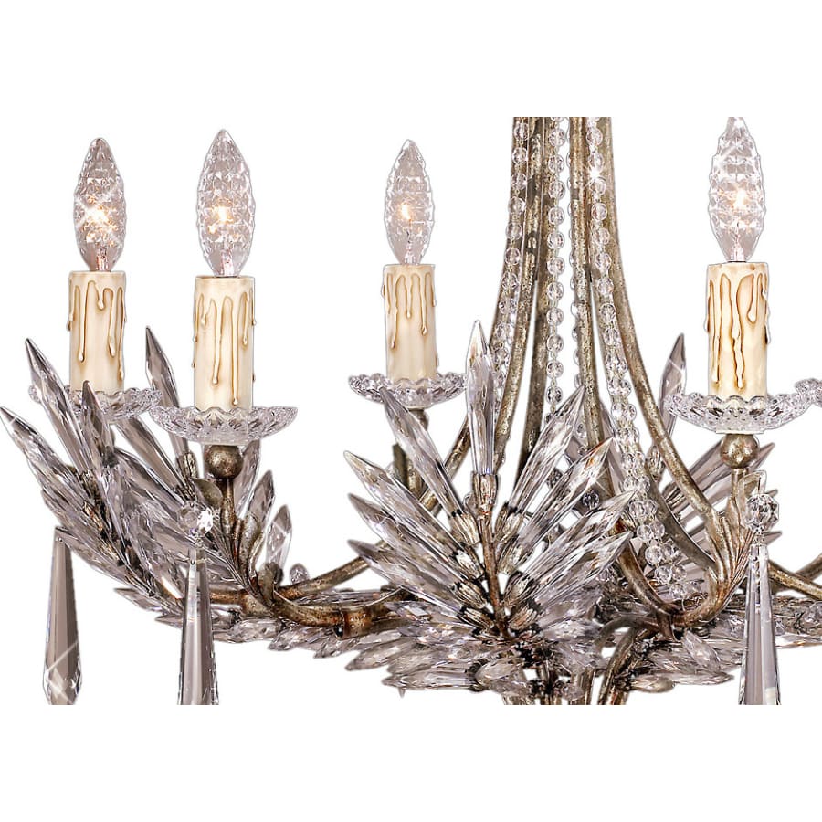 Fine Art Handcrafted Lighting Winter Palace Six-Light Single-Tier Chandelier with Palmette Clustered Icicle Crystals