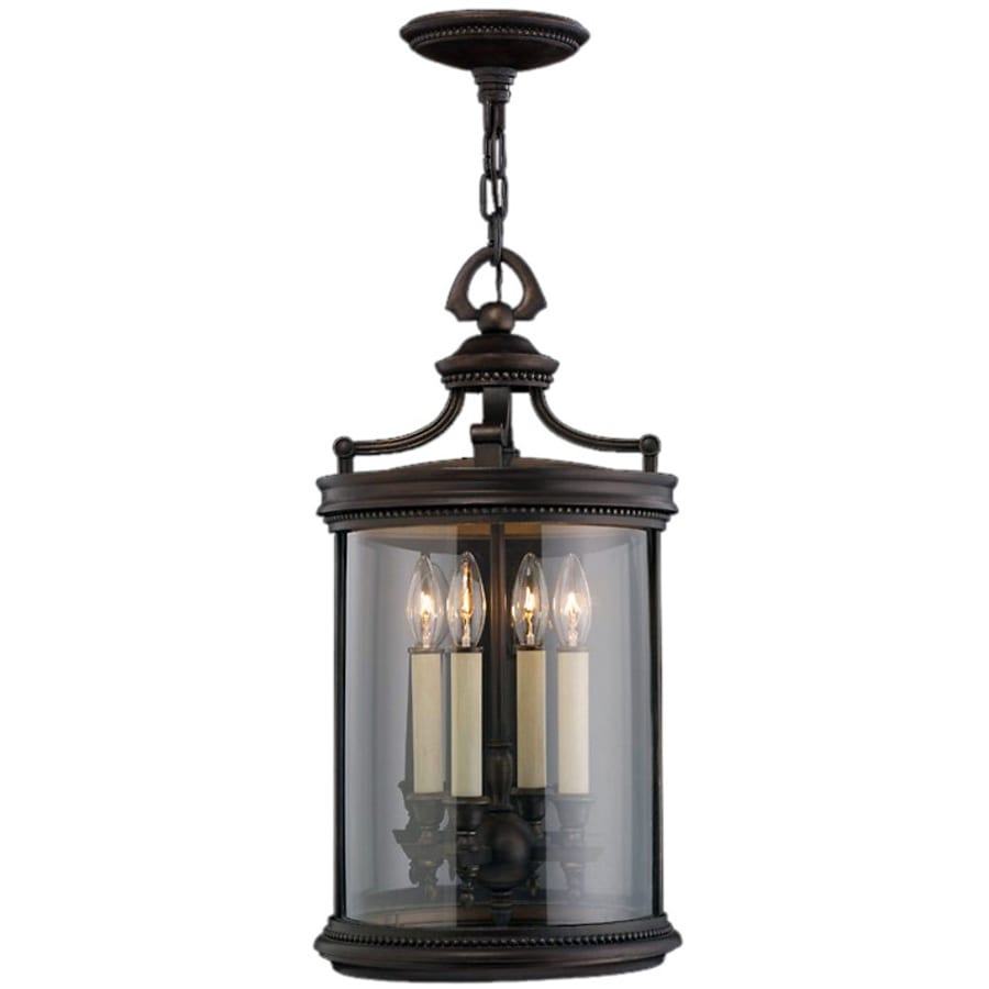 Fine Art Handcrafted Lighting Louvre Four-Light Outdoor Pendant with Antiqued Candles and Clear Blown Glass Shade