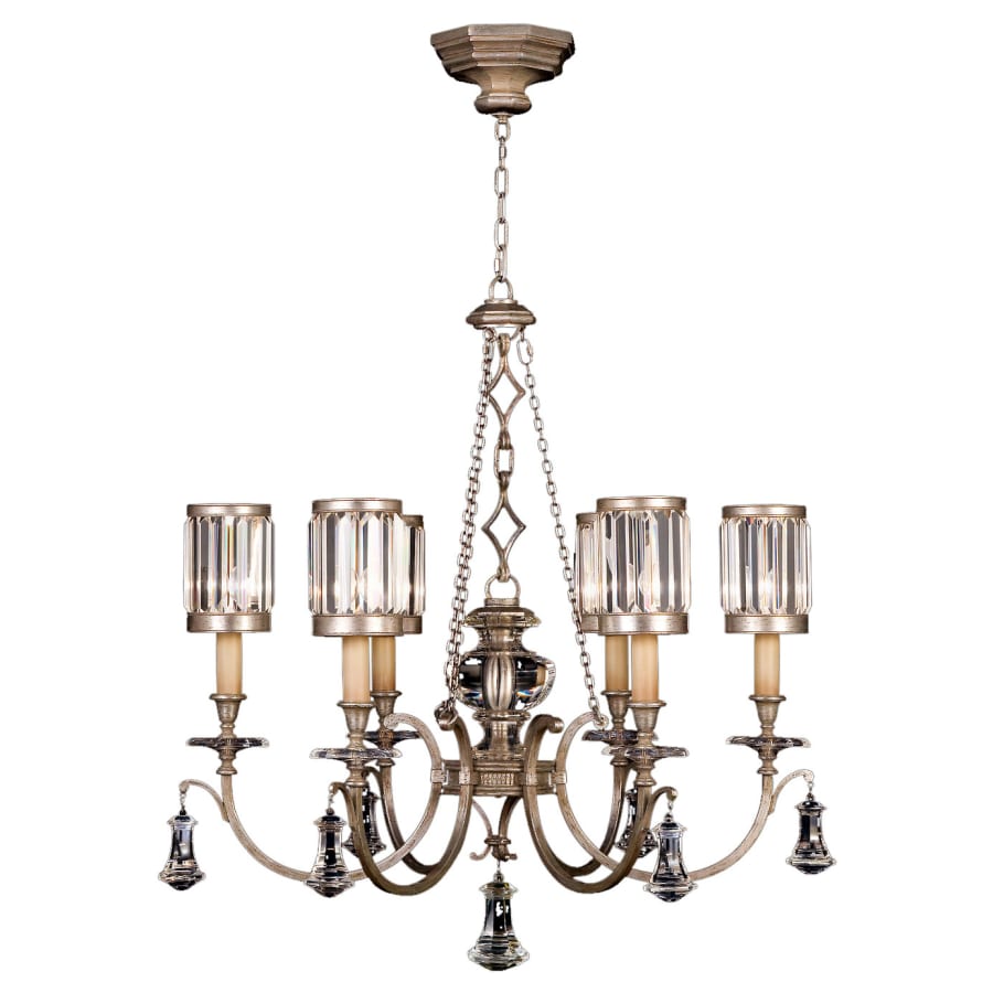 Fine Art Handcrafted Lighting Eaton Place Silver Six-Light Single-Tier Chandelier with Channel-Set Crystal Diffusers and Crystal Accents