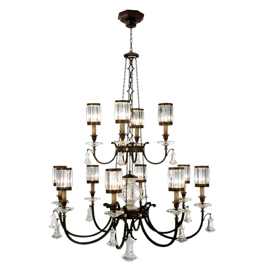 Fine Art Handcrafted Lighting Eaton Place Twelve-Light Two-Tier Chandelier with Channel-Set Crystal Diffusers and Crystal Accents