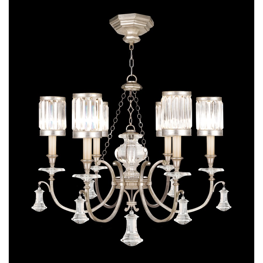 Fine Art Handcrafted Lighting Eaton Place Silver Six-Light Single-Tier Chandelier with Channel-Set Crystal Diffusers and Crystal Accents