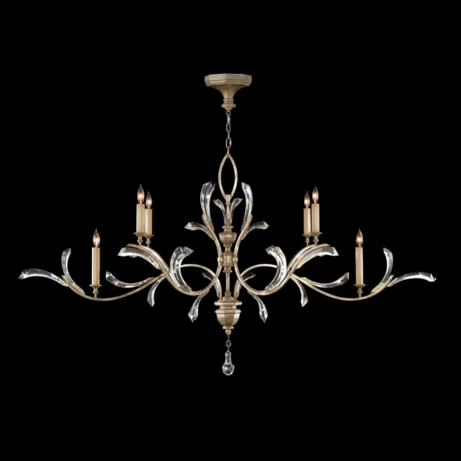 Fine Art Handcrafted Lighting Beveled Arcs 74" Oblong Chandelier with Arcing Beveled Crystal