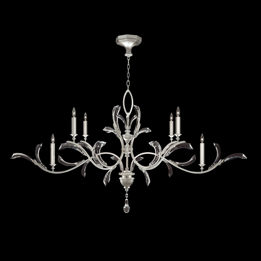 Fine Art Handcrafted Lighting Beveled Arcs 74" Oblong Chandelier with Arcing Beveled Crystal