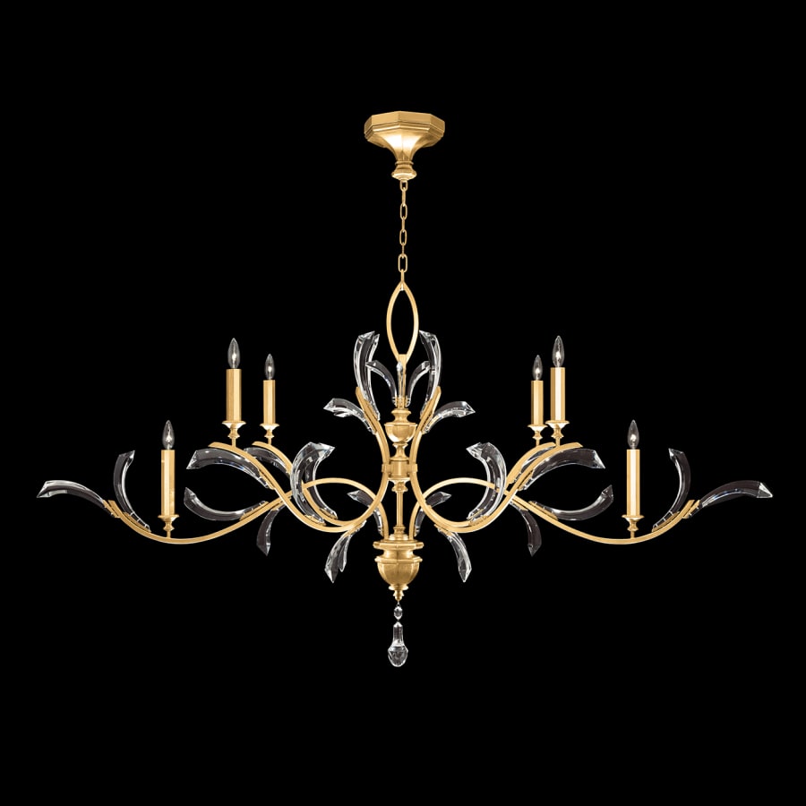 Fine Art Handcrafted Lighting Beveled Arcs 74" Oblong Chandelier with Arcing Beveled Crystal