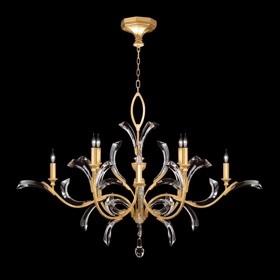 Fine Art Handcrafted Lighting Beveled Arcs 57" Round Chandelier with Arcing Beveled Crystal