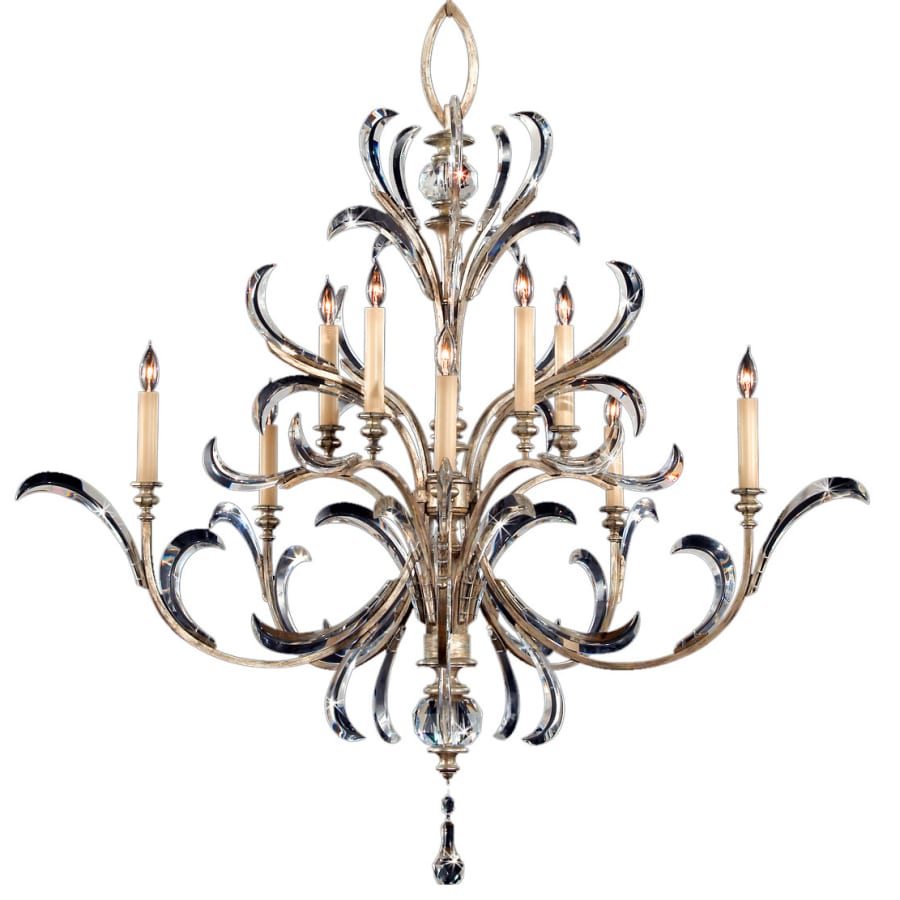 Fine Art Handcrafted Lighting Beveled Arcs Ten-Light Two-Tier Beveled Crystal Chandelier