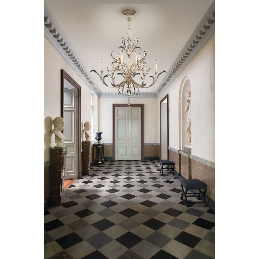 Fine Art Handcrafted Lighting Beveled Arcs Ten-Light Two-Tier Beveled Crystal Chandelier