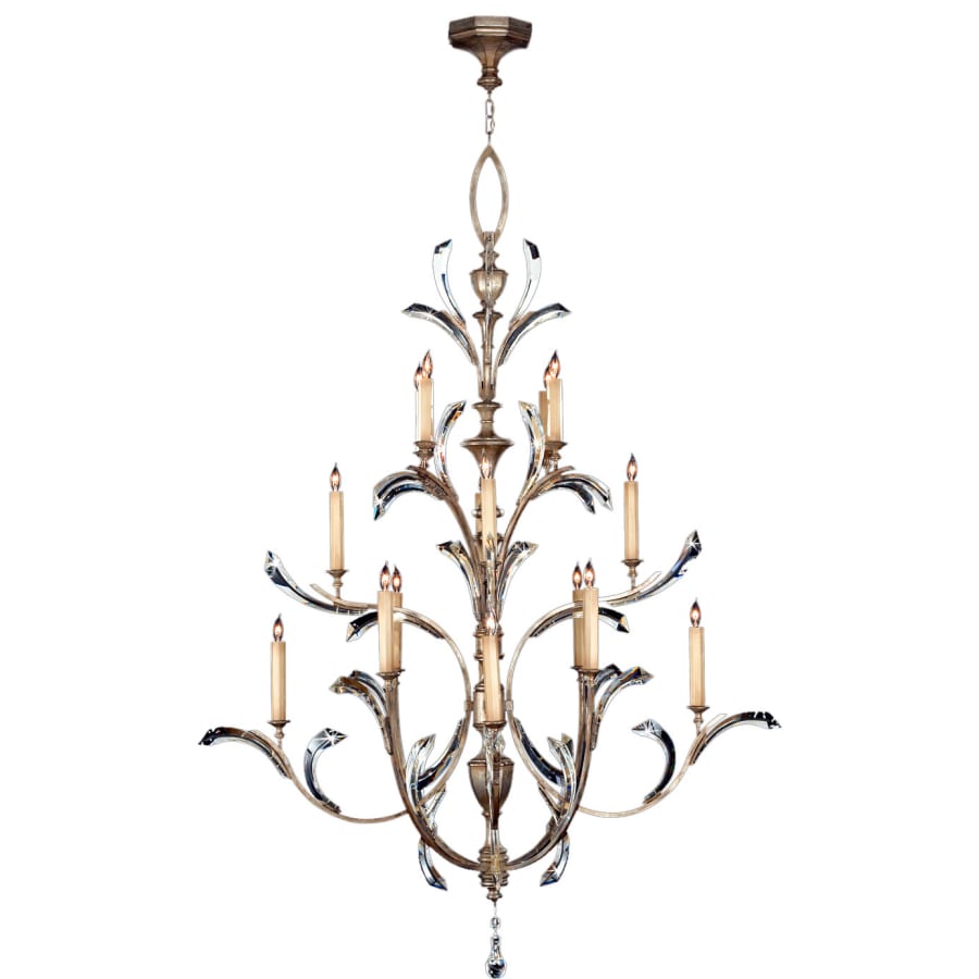 Fine Art Handcrafted Lighting Beveled Arcs Sixteen-Light Three-Tier Beveled Crystal Chandelier