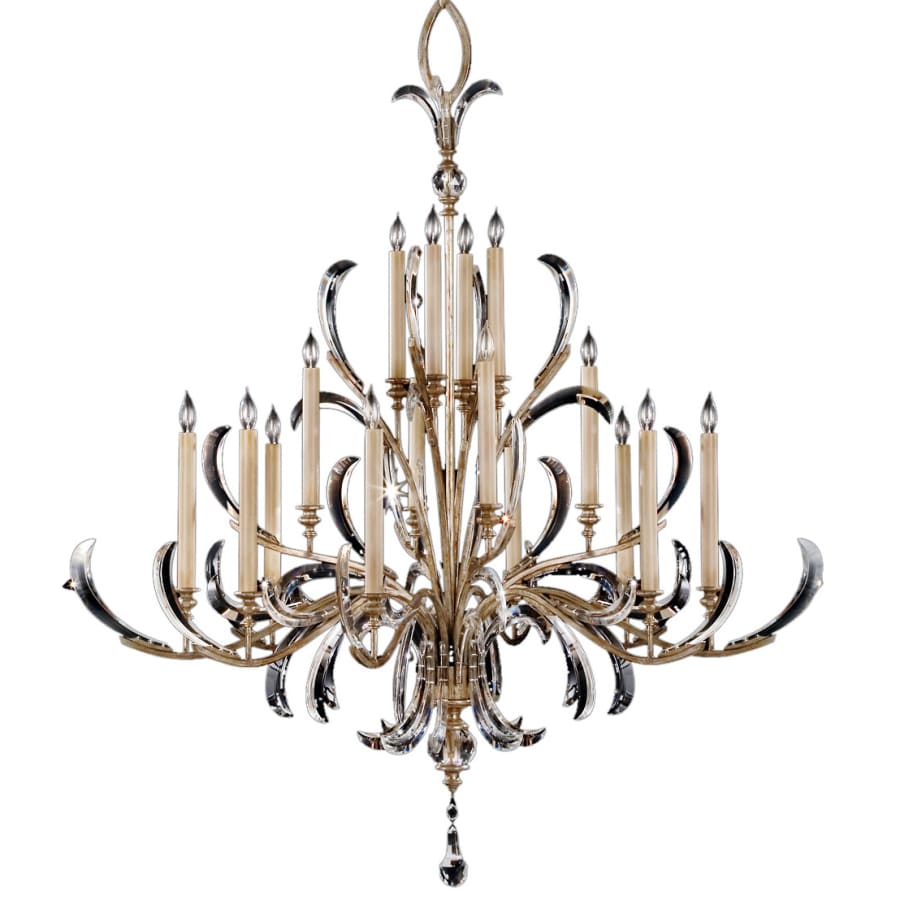 Fine Art Handcrafted Lighting Beveled Arcs Sixteen-Light Two-Tier Beveled Crystal Chandelier