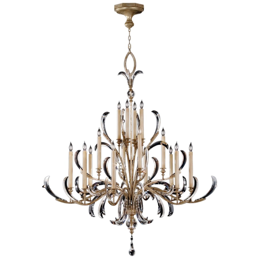 Fine Art Handcrafted Lighting Beveled Arcs Sixteen-Light Two-Tier Beveled Crystal Chandelier