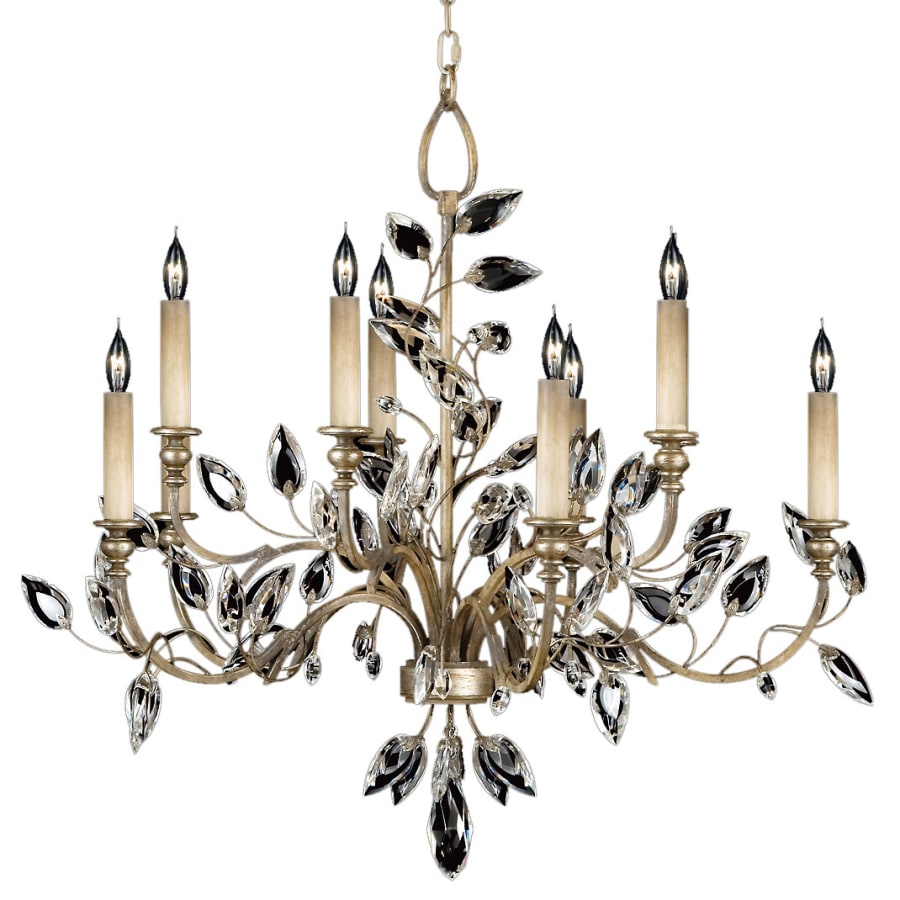 Fine Art Handcrafted Lighting Crystal Laurel Ten-Light Two-Tier Chandelier with Bold-Cut Stylized Crystal Leaves